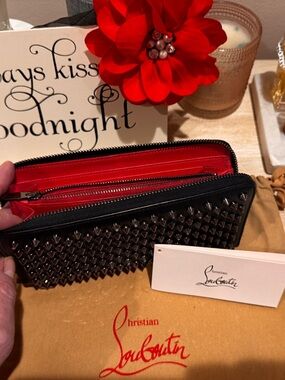 Christian Louboutin Black Studded Zip Clutch